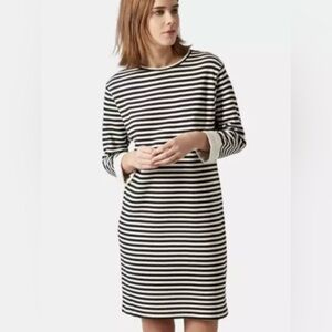 TOPSHOP Women’s Gray White Striped Sheath Shift Dress Size 8 City Preppy Casual